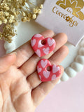 Pampilles INAYA motifs coeurs, beige ou corail intense - boucles d’oreilles interchangeables