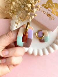 Pampilles ÉZIA couleurs nude, beige, lilas et menthe - boucles d’oreilles interchangeables