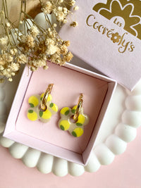 Pampilles FLORALIE réversibles écru citrons - boucles d’oreilles interchangeables