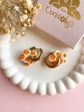 Pampilles FLORALIE réversibles écru oranges - boucles d’oreilles interchangeables