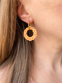Pampilles ROSALIE pêche et mandarine - boucles d’oreilles interchangeables