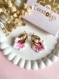 Pampilles PAULA hibiscus rose tropical ou blanc - boucles d’oreilles interchangeables
