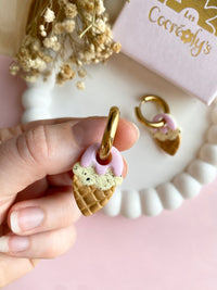 Pampilles SÉLIA petite glace vanille fraise - boucles d’oreilles interchangeables