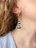 Pampilles ANCRE marinière apprêts dorés - boucles d’oreilles interchangeables