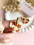 Pampilles INAYA beige effet sable chaud motifs étoiles de mer terracotta nacré - boucles d’oreilles interchangeables