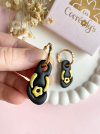Pampilles JENNA tong noire dorée - boucles d’oreilles interchangeables