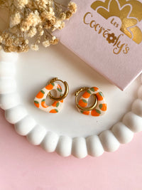Pampilles AMBRE réversibles écru oranges - boucles d’oreilles interchangeables