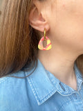 Pampilles AMBRE jaune citron, bois de rose ou marbré - boucles d’oreilles interchangeables
