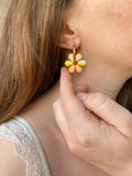 Pampilles ROMANE marbré fluo et pointe de doré - boucles d’oreilles interchangeables