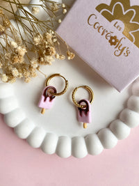 Pampilles glace JESS fraise chocolat - boucles d’oreilles interchangeables