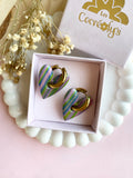 Pampilles ASTRID strié rose, bleu, vert - boucles d’oreilles interchangeables