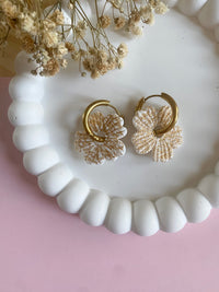 Pampilles ODINA sauge, rose, blanc éclats dorés ou mimosa - boucles d’oreilles interchangeables