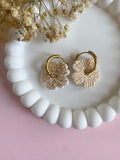 Pampilles ODINA sauge, rose, blanc éclats dorés ou mimosa - boucles d’oreilles interchangeables