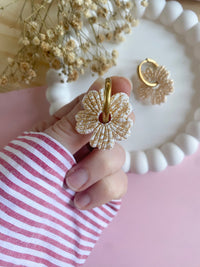 Pampilles ODINA sauge, rose, blanc éclats dorés ou mimosa - boucles d’oreilles interchangeables