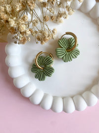 Pampilles ODINA sauge, rose, blanc éclats dorés ou mimosa - boucles d’oreilles interchangeables