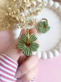 Pampilles ODINA sauge, rose, blanc éclats dorés ou mimosa - boucles d’oreilles interchangeables