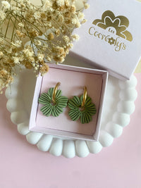 Pampilles ODINA sauge, rose, blanc éclats dorés ou mimosa - boucles d’oreilles interchangeables