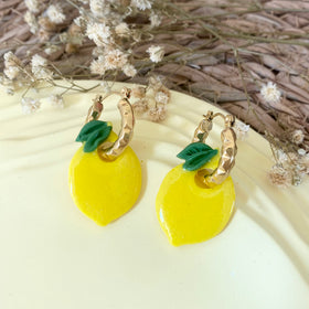 Boucles d’oreilles Créole Citron jaune interchangeable