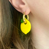 Boucles d’oreilles Créole Citron jaune interchangeable