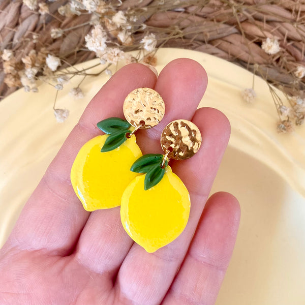 Puces d’oreilles pendante Citron jaune