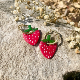 Boucles d’oreilles Créole Fraise  interchangeable