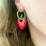 Boucles d’oreilles Créole Fraise  interchangeable