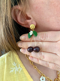 Puces d’oreilles pendante Cerise