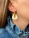 Pampilles AMBRE rose uni ou vanille motif léopard rose réversibles - boucles d’oreilles interchangeables